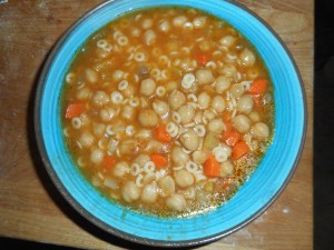 chickpea soup, salad, bread 016