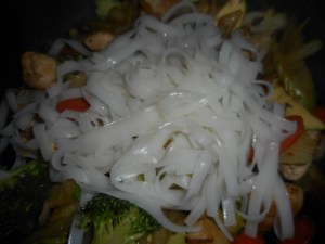 rhubarb pie, ginger stir fry, salmon with peas 013