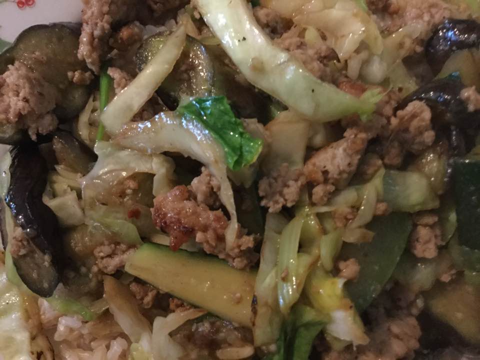 eggplant stir fry on plate