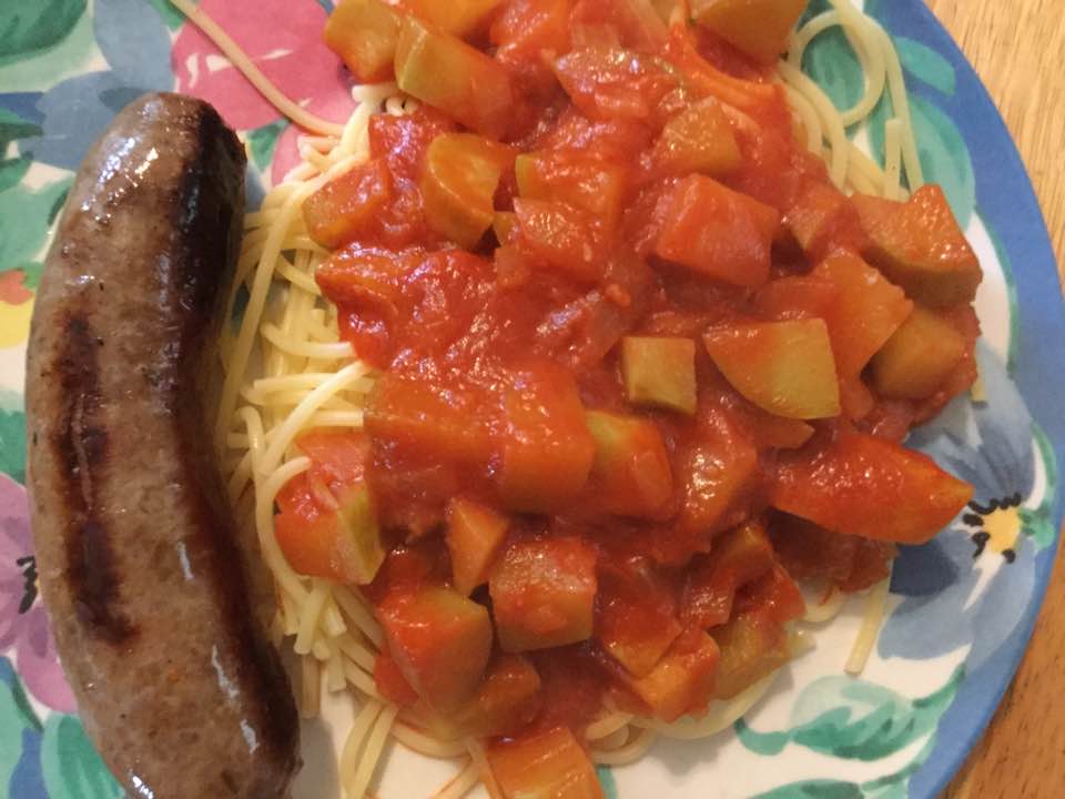 trombolini squash with sauce and sausage