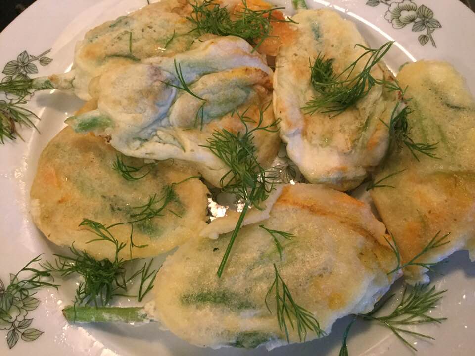 squash blossoms on plate