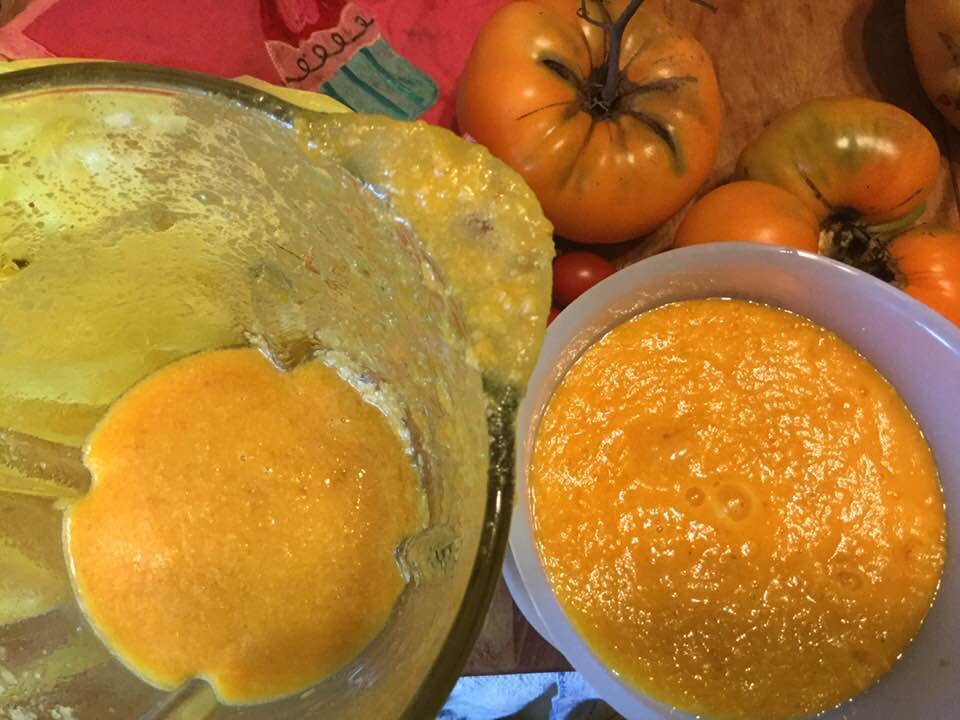golden gazpacho in blender
