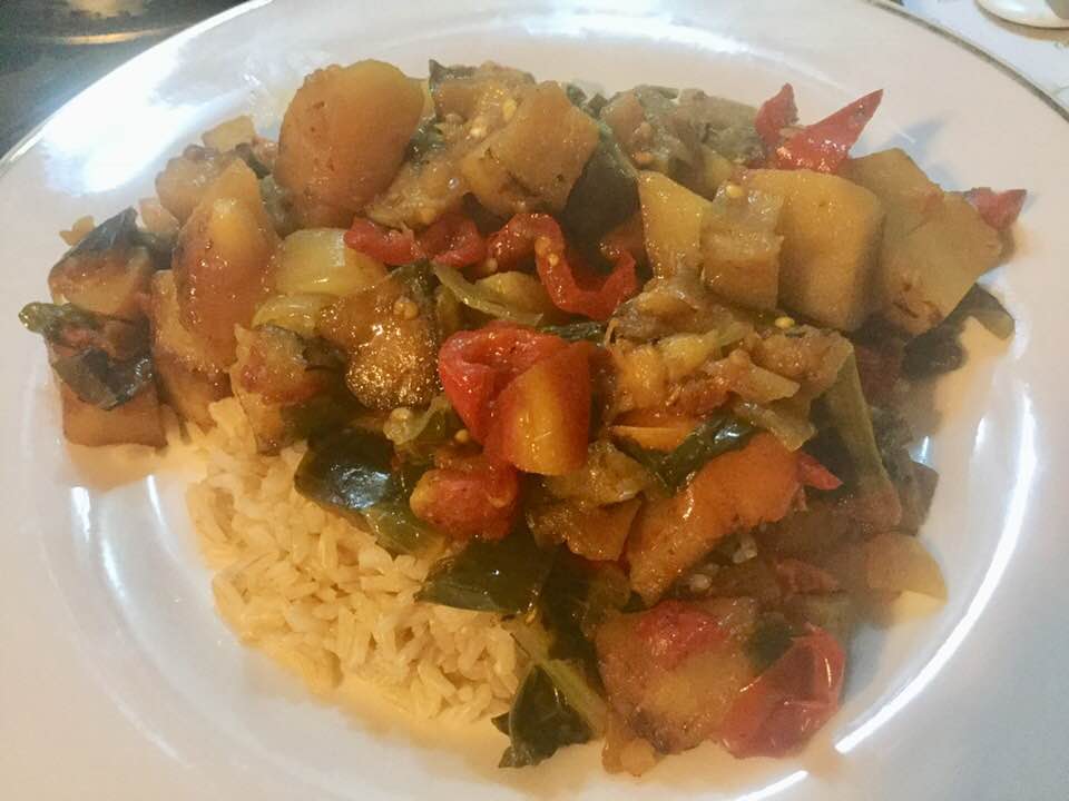 eggplant curry on plante