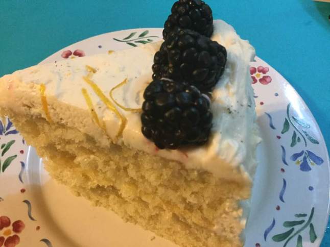 lemon birthday cake slice
