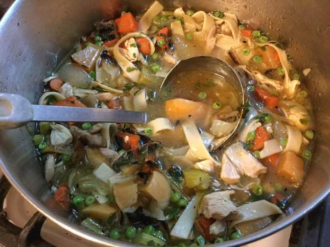 roasty chicken soup in pot