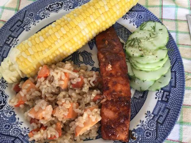 risotto and firey salmon