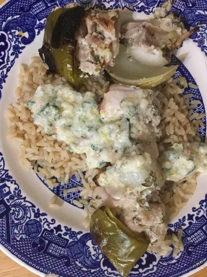 greek chicken kabob on plate
